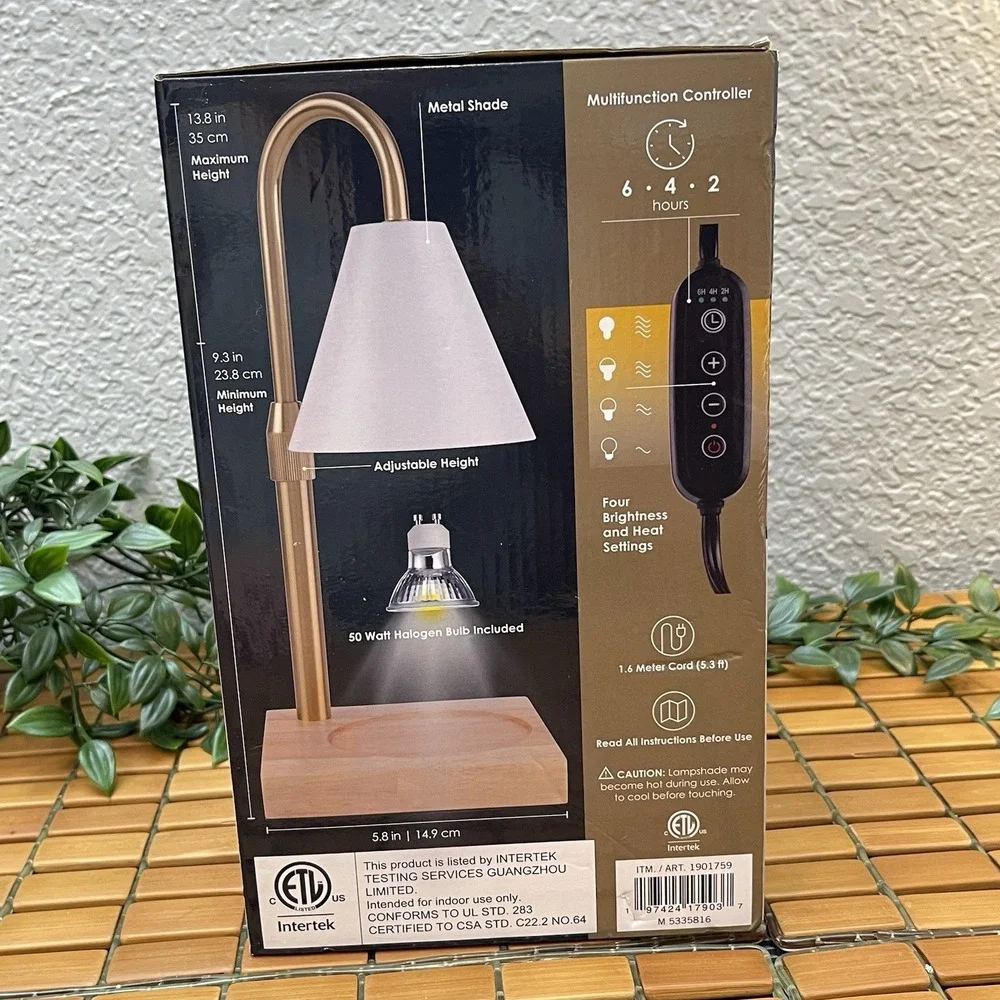 Mikasa Adjustable Height Candle Warmer White/Gold 4 Brightness & Heat Settings